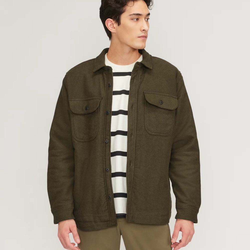 Everlane Button Down Shacket in Dark Green